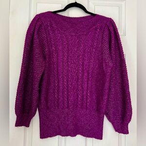 Stitch by Chenault Purple Violet Women's Cable Knit Open Weave Sweater XL